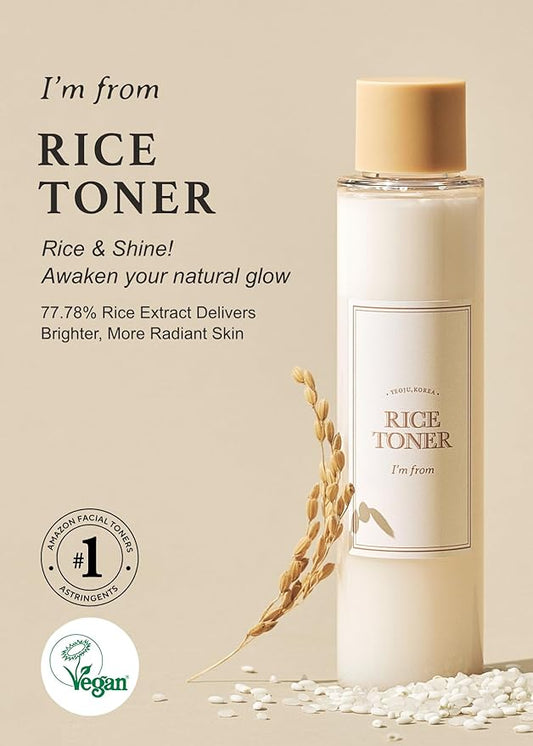 Rice Toner 77.78% Rice Extract from Korea – Glow Essence with Niacinamide 5.07 Fl Oz | Hydrating, Vegan, Alcohol & Fragrance Free, PETA Approved