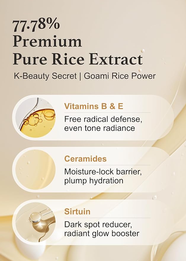 Rice Toner 77.78% Rice Extract from Korea β Glow Essence with Niacinamide 5.07 Fl Oz | Hydrating, Vegan, Alcohol & Fragrance Free, PETA Approved