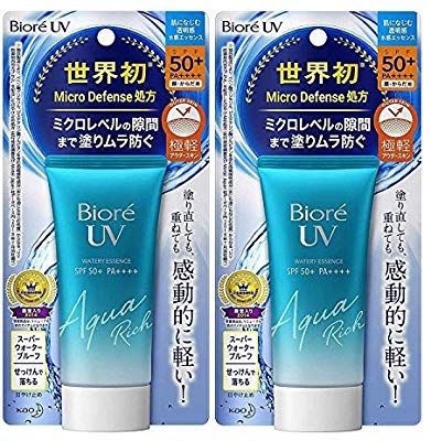 Biore Sarasara UV Aqua Rich Watery Essence Sunscreen SPF50+ PA+++ 50g – Pack of 2 | Lightweight, Hydrating Sun Protection