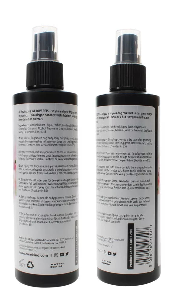 CareKind Dog Grooming Baby Powder Cologne Spray 200ml | Deodorant & Coat Care for Dogs
