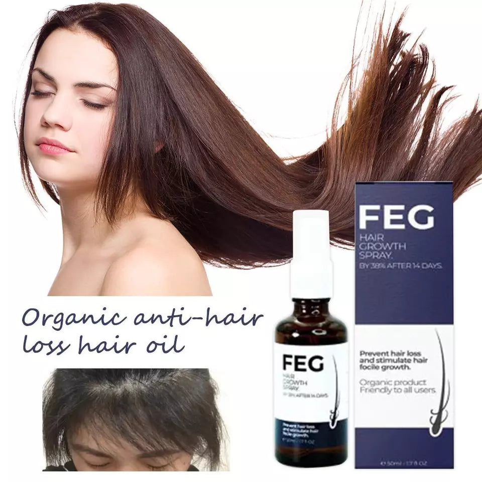 FEG Organic Anti-Hair Loss Hair Growth Oil 50ml | Thicker, Longer & Stronger Hair Treatment