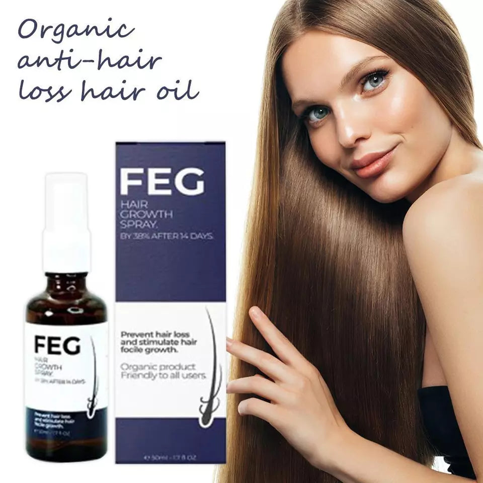 FEG Organic Anti-Hair Loss Hair Growth Oil 50ml | Thicker, Longer & Stronger Hair Treatment