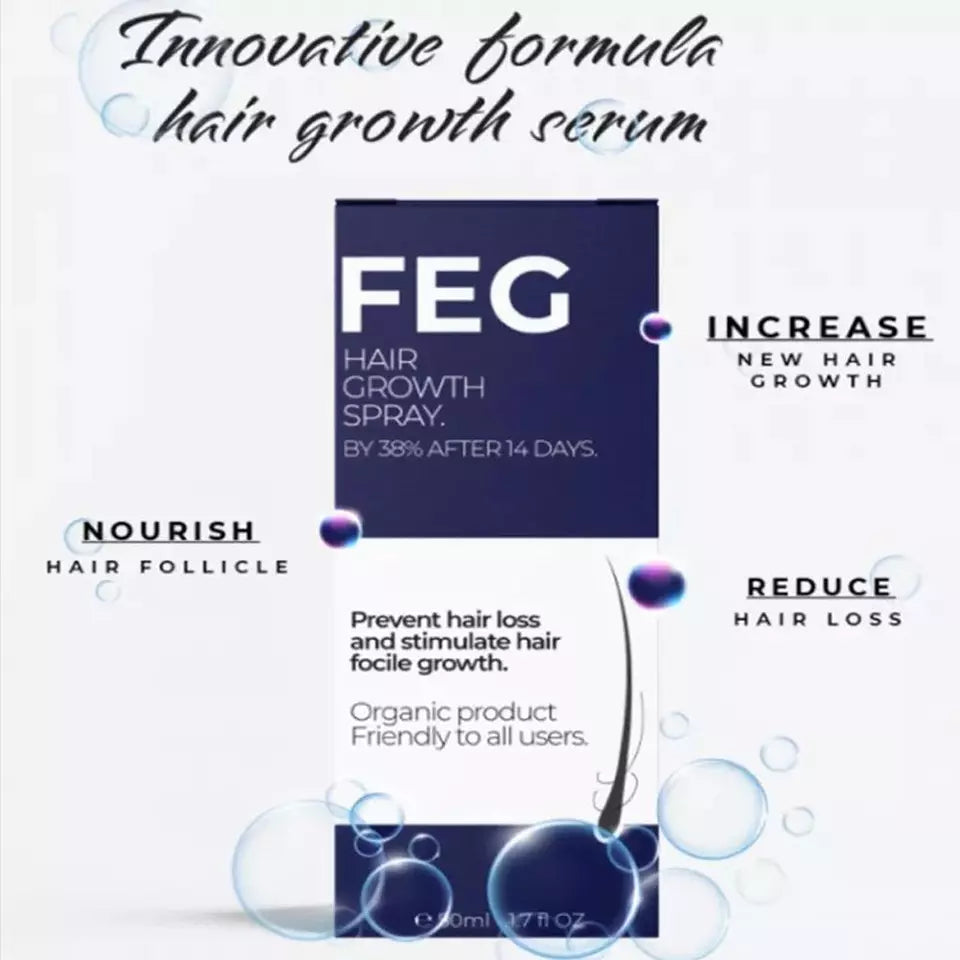 FEG Organic Anti-Hair Loss Hair Growth Oil 50ml | Thicker, Longer & Stronger Hair Treatment