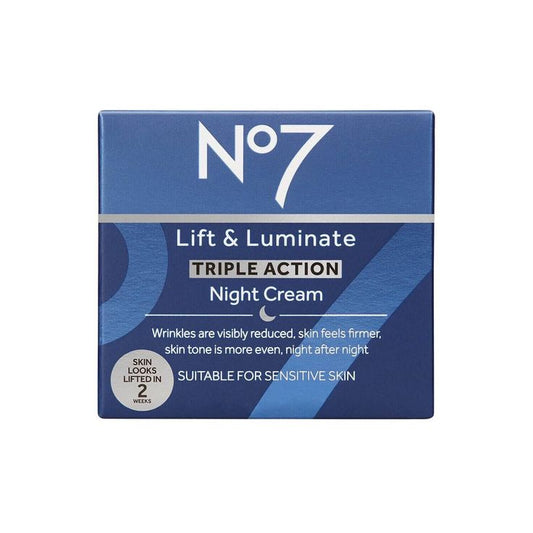 No7 Lift & Luminate Triple Action Night Cream 50ml | Anti-Aging & Firming Skincare