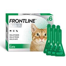 Frontline Plus Spot-On Flea, Tick & Lice Treatment for Cats – 6 Pipettes, Pack of 12 | Vet-Recommended Protection