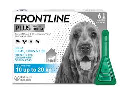 Frontline Plus Flea & Tick Treatment for Medium Dogs (10–20kg) – 6 Pipettes, Pack of 12 | Vet-Recommended Protection