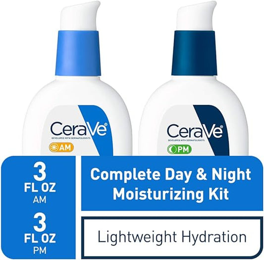 CeraVe Day & Night Face Lotion Skincare Set | AM with SPF 30 & PM Moisturizer – Fragrance Free