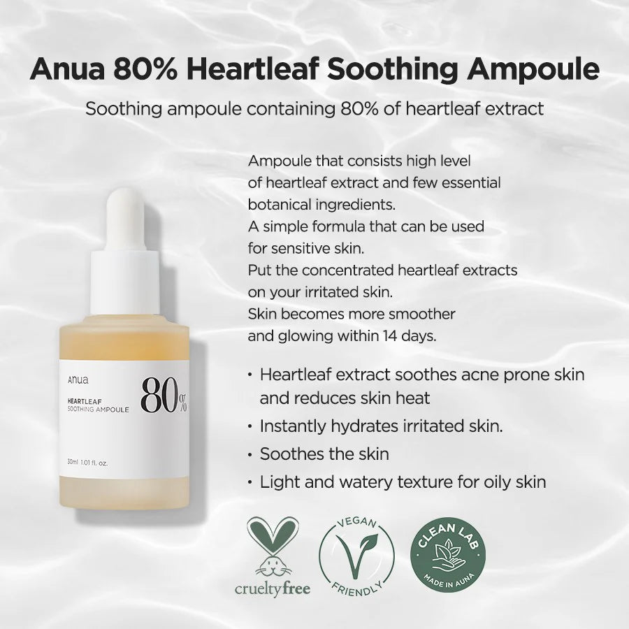 Anua 80% Soothing Serum 30ml | Hydrating & Calming Skincare Treatment