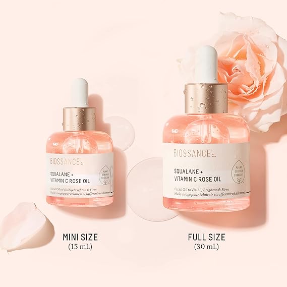 Biossance Squalane + Vitamin C Rose Oil | Hydrating & Brightening Facial Oil