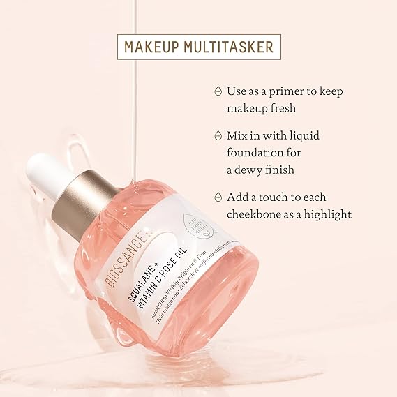 Biossance Squalane + Vitamin C Rose Oil | Hydrating & Brightening Facial Oil