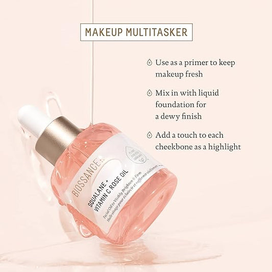 Biossance Squalane + Vitamin C Rose Oil | Hydrating & Brightening Facial Oil