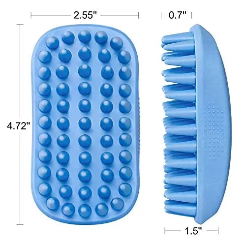 Dog Bath Brush – Rubber Grooming & Shampoo Brush 1 Count (Blue) | Pet Bath & Coat Care – Pack of 1