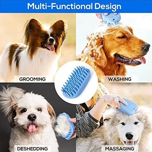 Dog Bath Brush – Rubber Grooming & Shampoo Brush 1 Count (Blue) | Pet Bath & Coat Care – Pack of 1