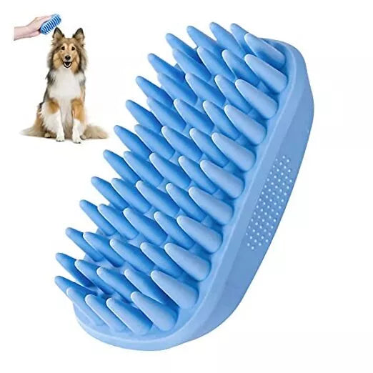 Dog Bath Brush – Rubber Grooming & Shampoo Brush 1 Count (Blue) | Pet Bath & Coat Care – Pack of 1