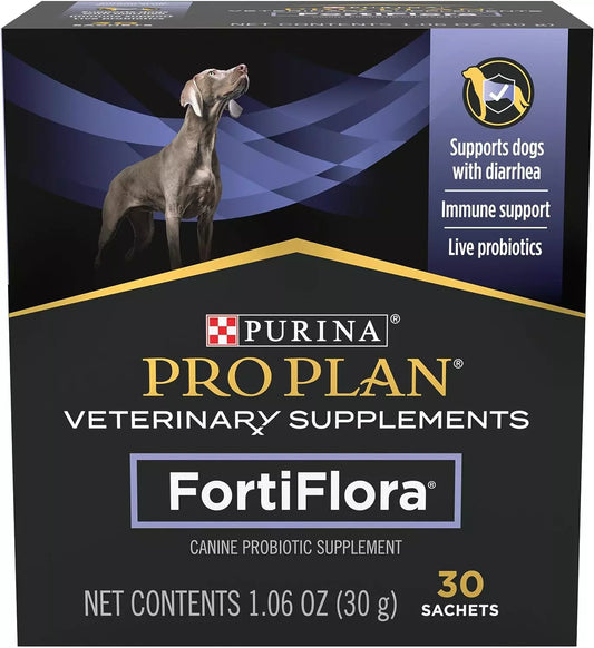 Purina FortiFlora Probiotics for Dogs – 30ct Pro Plan Veterinary Supplement Powder | Digestive & Immune Support