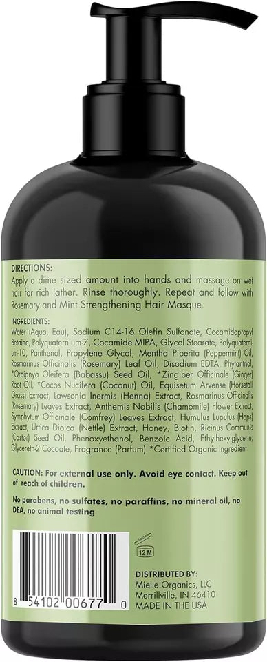 Rosemary Mint Strengthening Shampoo | Nourishing Hair Care for Growth & Repair